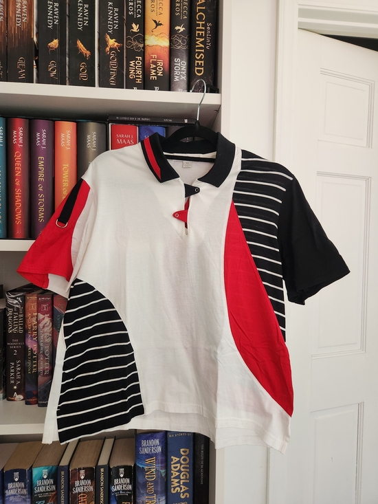 bette&court Tops - Tennis Colorblock Polo Shirt - Red, Black & White